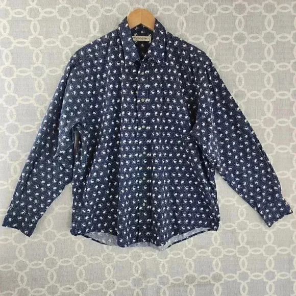 Munsingwear Cotton Pattern button down Men's Shirt L - Picture 1 of 7